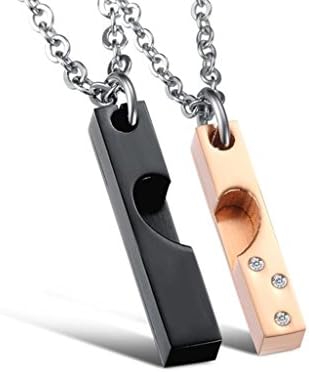 TIDOO Jewelry Fashion Mens Womens Matching Set Stainless Steel Pendant Necklace Combine Heart Ring Inlaid Crystal Pendant Neck Chain Torque For Couple Lover Party Wedding Anniversary Engagement Promise
