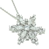 新宿銀の蔵 キュービックジルコニア 雪の結晶 シルバーネックレス 【レディースネックレス/雪/結晶/シルバーアクセサリー】 雪の結晶