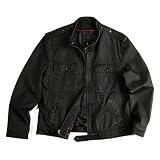 BGSD Men's Washed Leather Motorcycle Jacket - Regular