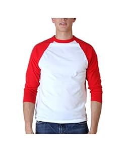 Sport-Tek raglan sleeve men's or youth baseball t-shirt, small, white-red