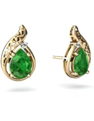 Genuine Emerald 14kt Yellow Gold Filligree Earrings