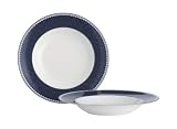 Thomas O'Brien Marielle Indigo Fine Bone China Rim Soup, D. 9 1/2