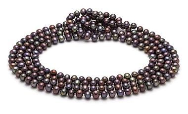 HinsonGayle Handpicked Ultra-Iridescence 6.5-7.0mm Black Cultured Pearl Rope Necklace (65 Inches)
