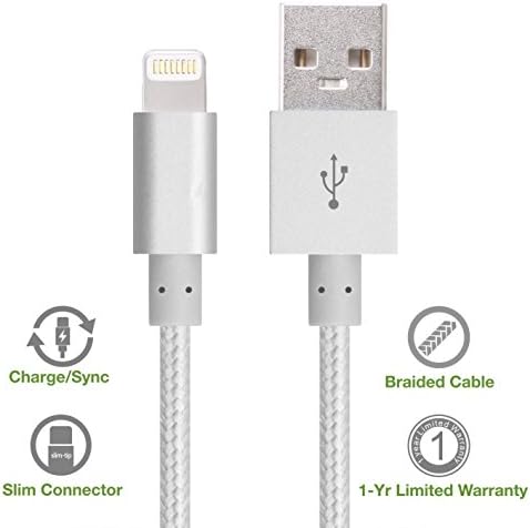 Lightning USB Cable 3ft 1.2m Extra Long Cord Charging for Iphone 6s 6s+ 6plus 6, 5s 5c 5,ipad Air Mini Min2, Ipad 4,ipod 5,ipod 7, Ios9. With Aluminum Connector, Braided Cable