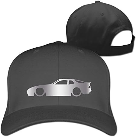 Porsche 944 Outline Platinum Style Baseball Snapback Cap Black