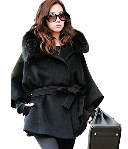 (プチプライム) Petit Prime レディース コート カシミヤ ポンチョ ダッフル 上質 フォックスファー付き きちんと感 ベルト付き エレガンス リッチ感 大人 1色 6サイズ