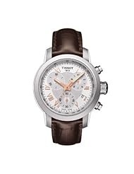 Tissot PRC200 Chronograph Silver Dial Brown Leather Ladies Watch T0552171603302