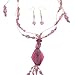 Pink Glass Bead Necklace and Earring Set