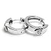 Sterling Silver Huggie Hoop Earrings with Clear CZ - Size: 4mm x 17mm