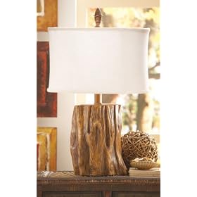 Pack of 2 Decorative Rustic Tree Trunk Table Lamps