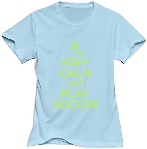 Xuruw Women's Keep Calm And Play Soccer Cool T-Shirt SkyBlue Size XXL