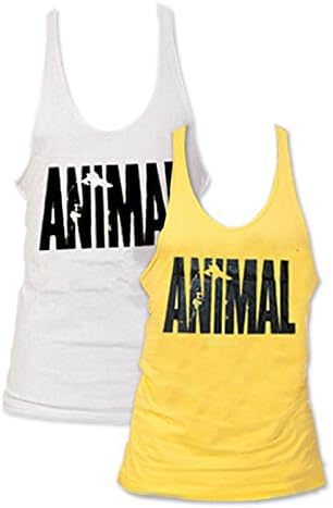 Pack of 2 Mens Animal Letter Print Muscle Gym Stringer Tank Top for Bodybuilding