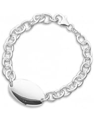 MMA Silver - 7 inch Cable Bracelet with 25x15mm Oval ID Plate