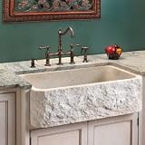 24 Polished Marble Single Bowl Farmhouse Sink w/ Chiseled Apron - Polished Carrara Marble