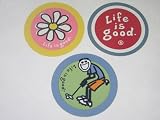 LIFE IS GOOD 3 ROUND STICKERS Golf, Circle Logo, Daisy PERFECT WAY TO SPREAD GOOD CHEER!