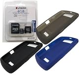 Combo of Black, Dark Blue, Smoke Gray Silicone Skin Cover Case and Kingston 4GB microSDHC Class 4 Memory Card with miniSD, SD Adapter for Blackberry 9530 9500 Storm Thunder