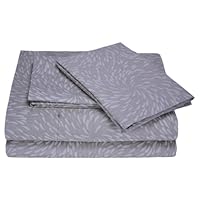 Elite Home Reflections Collection Teardrop 300 Thread Count 100-Percent Cotton Sateen Queen 4-Piece Sheet Set, Mocha