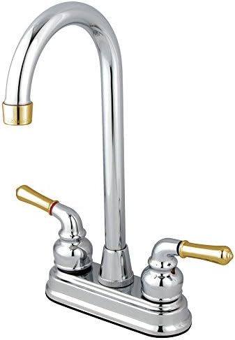 Kingston Brass KB494 Magellan 4-Inch Bar Faucet, 4-3/4-Inch, Polished Chrome/Polished Brass
