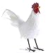 Standing White Feathered Artificial Rooster with Attached Wire