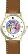 Snowman or Snow Man Christmas Theme - WATCHBUDDY&reg; DELUXE TWO-TONE THEME WATCH - Arabic Numbers - Brown Leather Strap-Size-Large ( Men's Size or Jumbo Women's Size )
