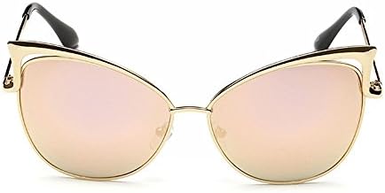 Womens Metal Cat Eye UV-400 Lens Wayfarer Sunglasses (Gold Frame/Gold Mercury Lenss, 60)
