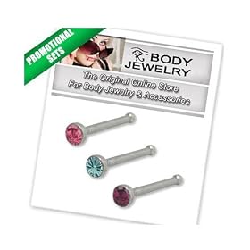 Nose Bones 316L Surgical Steel with Jewel - PFNSJ02 - BONUS36&nbsp;Newest Version