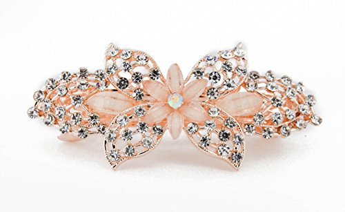 Yeshan Gold Tone Faux Crystal and Rhinestone Inlaid Metal Hair clip ,barrette for women