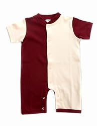 Organic Cotton Newborn Romper Coverall (Cranberry/Cream) 0-12 Months