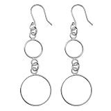 Sterling Silver Double Circle Drop Earrings