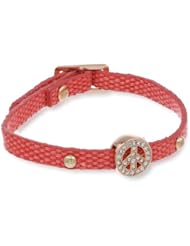 BCBGeneration Red Canvas and Rose Gold Pave Peace Charm Mini Bracelet