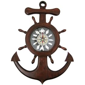 Wooden Nautical Knot Wall Clock Anchor Ship's Wheel