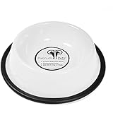 Platinum Pets 1 Cup Embossed Non-Tip Stainless Steel Cat Bowl, Pearl White