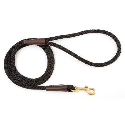 Mendota Pet Snap Leash - British-Style Braided Dog Lead, Made in The USA - Black, 3/8 in x 4 ft - for Small/Medium Breeds