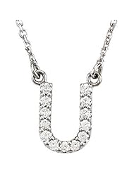 14K White Gold Diamond Initial Necklace "U" -- LIFETIME WARRANTY