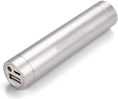 Fremo Mini 3200mAh External Battery Pack With Flashlight Compact Lipstick Size Portable Power Bank Backup Charger - Travel Charger - Retail Packaging - Silver