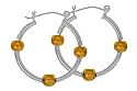 Sterling Silver Hoop Earrings With 3 Gold Plaited Beads