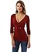 PattyBoutik Women's V Neck Empire Waist Long Sleeve Blouse