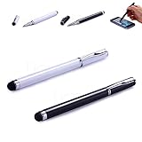 Liamoo 1 x Schwarz + 1 x Weiß Stylus Pens, Eingabestift & Kugelschreiber für iPhone, iPad, iPod, Galaxy Tab, Galaxy S4, Galaxy S3, Blackberry Google Nexus, Galaxy Note, Acer, Ipad Mini, HTC, Acer und viele weitere touch Screen Handys und Tablets