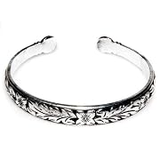 Art Deco Floral Silver Cuff Bracelet