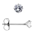 14K White Gold .03 ct Cubic Zirconia Round Earrings