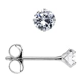 14K White Gold .03 ct Cubic Zirconia Round Earrings