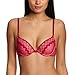 Wonderbra Women's Gel Pixel Lace Underwire Plunge Bra Red 34C