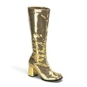 Womens Knee Boots 3 Inch Block Heel Sequins Sexy Knee High Gold