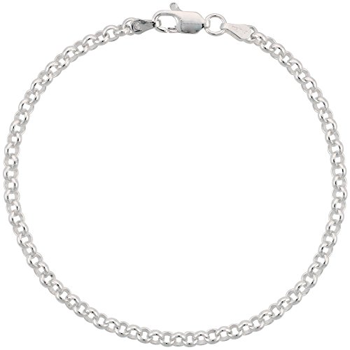 Sterling Silver Italian Rolo Chain Necklace 3.5mm Nickel Free, sizes 7 - 30 inch