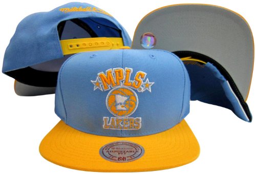 Minneapolis Lakers Baby Blue/Yellow Two Tone Snapback Adjustable Plastic Snap Back Hat / Cap
