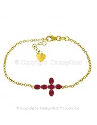 Ruby Cross Bracelet in 14k Yellow Gold