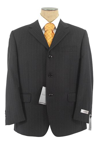 Jones NY Mens 3 Button Black Pinstripe Wool Suit - Size 42S