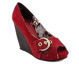CRISS-CROSS BUCKLE PEEP TOE WEDGE