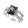 Sterling Silver Mystic CZ Emerald Cut Ring