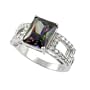 Sterling Silver Mystic CZ Emerald Cut Ring